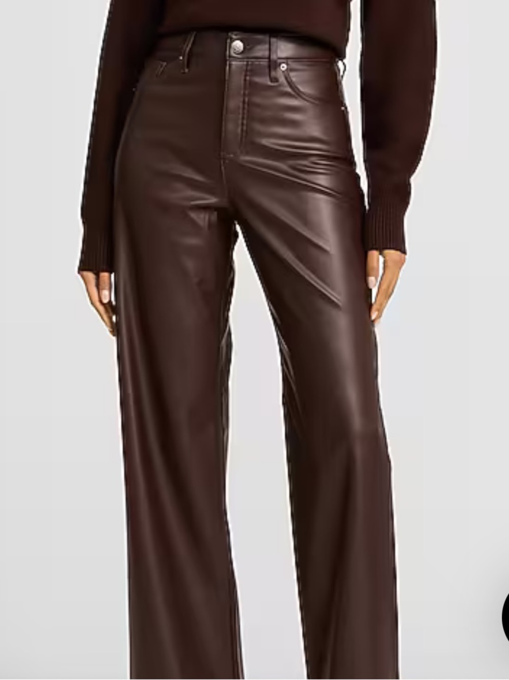 Express High Waisted Faux Leather Wide
Leg Pant in Chocolate Brown Sz:8R EUC